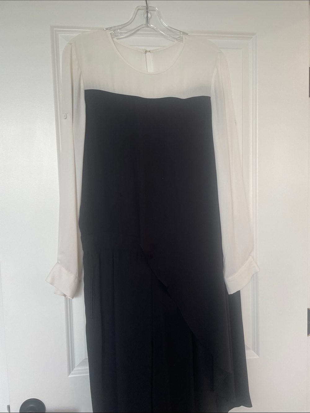 Women's Black and White Long Sleeve Jumpsuit
